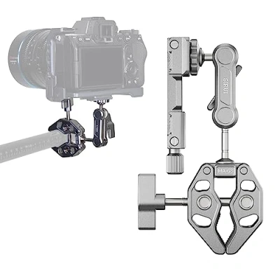 Abbildung von SIRUI Alien Series Magic Arm mit Super Clamp Crab, Krabbenförmige Klemmstativ Kamera 1/4 Zoll 3/8 16 Löcher für GoPro LED Videoleuchte Gelenkarm Monitor, Silber (MA GS)