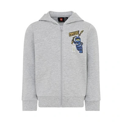Abbildung von LEGO Jungen Ninjago Sweatjacke Mit Hoodie Lwstorm 303 Kapuzenpullover, 912 Grey Melange, 104 EU