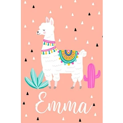 Abbildung von Emma: Personalisiertes Design Notizbuch Alpaka Lama 120 linierte Seiten ( ca.DIN A5 ) , perfekte Geschenkidee für die Schule,Weihnachten mit Name
