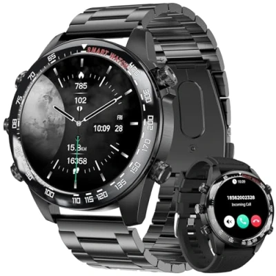 Abbildung von OUFUYU Smartwatch Herren 1,43&quot; AMOLED Always On Display Smart Watch Fitnessuhr mit Telefonfunktion 100+ Sportmodi IP68 Wasserdicht Sportuhr Herzfrequenz Schlafmonitor Schrittzähler Android iOS