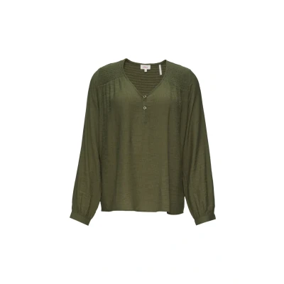 Abbildung von s.Oliver MET Gesmokte Details Bluse, Damen, Größe: 34, Olivgrün