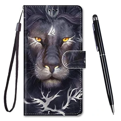 Abbildung von Toucasa für iPhone XR Hülle, Handyhülle XR,Premium Brieftasche PU Leder Flip [Kreativ Gemalt] Stoßfeste Case Handytasche Klapphülle Apple (6,1 Zoll),Löwenkopf