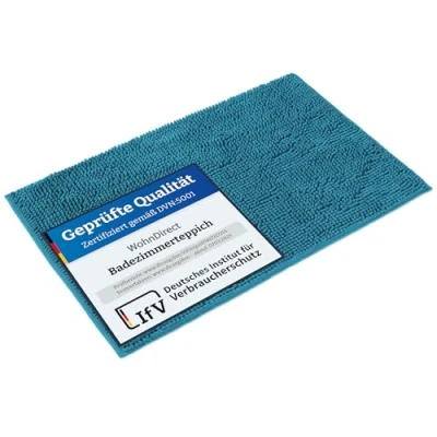 Abbildung von WohnDirect Badematte 50x80cm Petrol rutschfest &amp; Waschbar Badezimmerteppich zum Set kombinierbar, Badvorleger, WC Garnitur, Badteppich