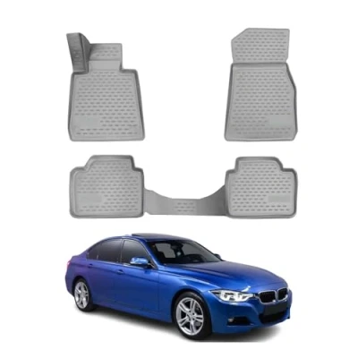 Abbildung von OMAC 1204444G Fußmattensatz Gummi, TPE (thermoplastischer Elastomer) 4 grau BMW: 3 Touring, Limousine, Gran Coupe, PEUGEOT: Boxer Kastenwagen