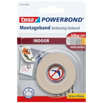 Abbildung von tesa Montageband doppelseitiges Indoor 1,5 m x 19