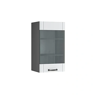 Abbildung von Vicco Küchenschrank Glas Fame Line, Weiß Landhaus/Anthrazit, 40 cm