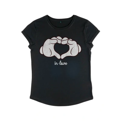 Abbildung von Henry Tiger Mickey Classic Glove Heart Tshirt print, Damen, Größe: Large, Black