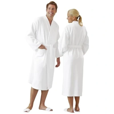 Abbildung von ZOLLNER Unisex Bademantel, 100% Baumwolle, Kimono Kragen, Gürtel, vom Hotelwäschespezalisten, S 6XL