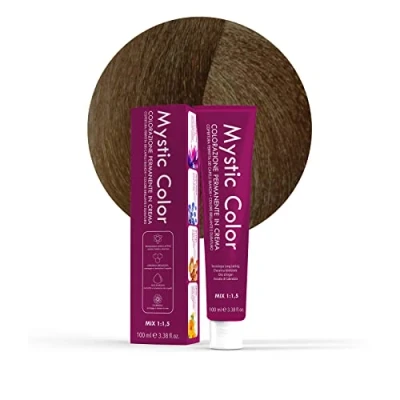 Abbildung von Mystic Color Permanente Cremefärbung mit Arganöl und Calendula Langanhaltendes Haarfarbe Dunkles Tabakblond Farbe Permanent 6.8 100ml