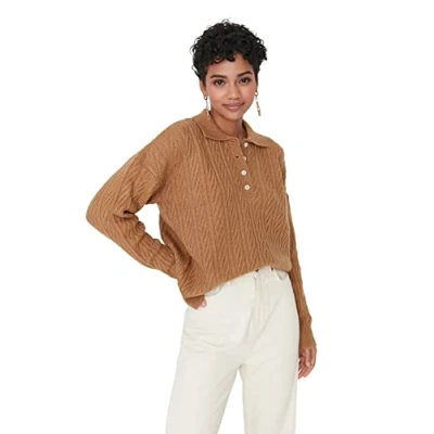 Abbildung von Trendyol Gewoontjes Strickpullover, Damen, Größe: 38, Camel