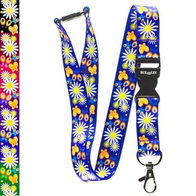 Abbildung von Rolseley Umhängeband für Ausweishalter, Daisy mit Metall Clip 1 Blue
