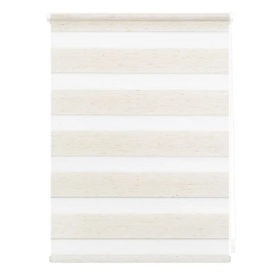Abbildung von Lichtblick Doppelrollo Klemmfix ohne Bohren, Streifen, Blickdicht, Klemmträger Montage, Sichtschutz, Wandmongtage, Deckenmontage, für Fenster und Türen Natur,90 cm x 220 (B L)