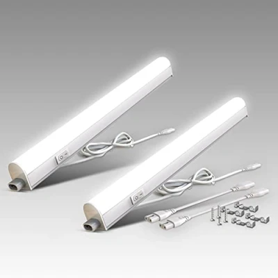 Abbildung von B.K.Licht LED Unterbauleuchte 2er Set Lichtleiste je 4W 400lm 4.000K BKL1514, fest integriert, Neutralweiß, erweiterbar durch Stecksystem 313x22x30mm