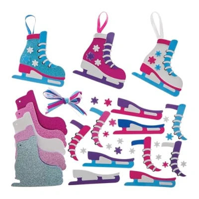 Abbildung von Baker Ross FN326 Schlittschuh Dekorationssets 8er Pack, Weihnachtsbasteleien für Kinder, Weihnachtsdekorationen