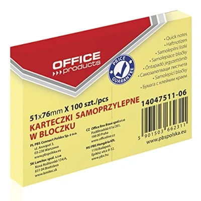 Abbildung von OFFICE PRODUCTS 14047511 06 Haftnotiz 51 X 76 mm, 1 100 Blatt, Pastellfarbe/kanariengelb