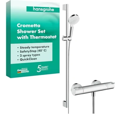 Abbildung von Hansgrohe Duscharmatur Brause Thermostat Ecostat Handbrause Crometta Länge 90cm