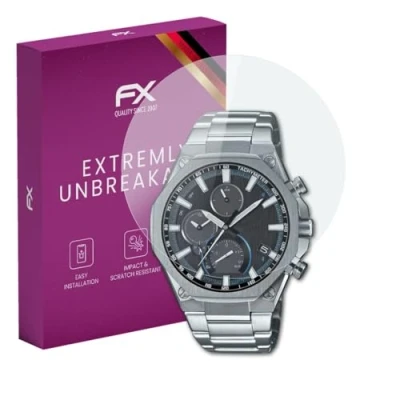 Abbildung von atFoliX Glasfolie kompatibel mit Casio EQB 1100D 1AER Panzerfolie, 9H Hybrid Glass FX Schutzpanzer Folie