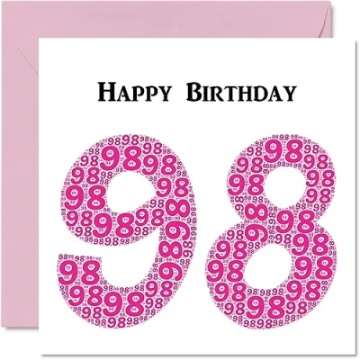 Abbildung von lustige Geburtstagskarte zum 98. Geburtstag für Frau Shapecloud Happy Birthday Karte Großvater, Oma, Vater, Mutter, 145 mm x Grußkarten,