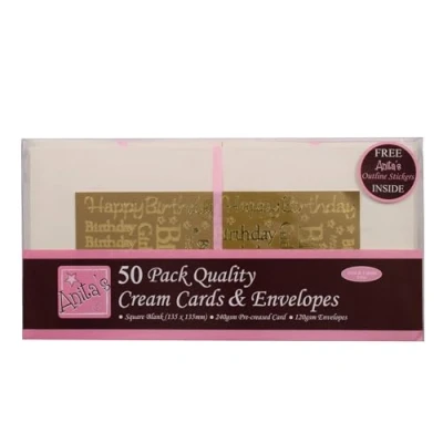 Abbildung von DoCrafts Anita&#039;s 50 Pack Quality Blank Cards Cream Square (135 x 135mm)