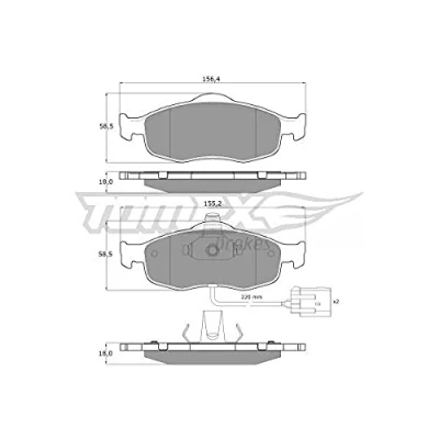 Abbildung von TOMEX brakes TX 11 191 Bremsbelagsatz Vorderachse inkl. Verschleißwarnkontakt FORD: MONDEO 2, 2 Kombi, Stufenheck
