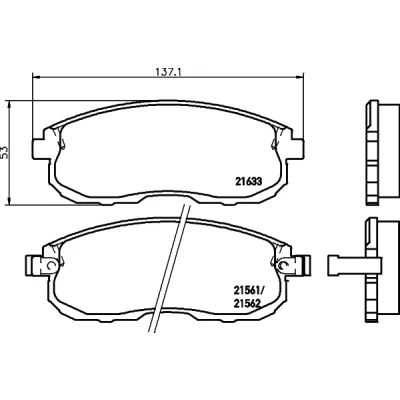Abbildung von HELLA 8DB 355 016 381 Bremsbelagsatz mit akustischer Verschleißwarnung NISSAN: 350Z Coupe, Roadster, 200SX, SUZUKI: SX4 I Limousine