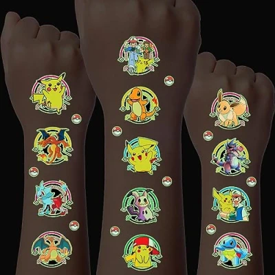 Abbildung von Luminous Tattoo Kinder, 8 Blätter 200+ Temporäre Kinder Tattoos, Tattoos Set, Wasserdichte Kindertattoos, geburtstags geschenk Party dekoration