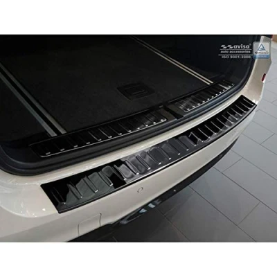 Abbildung von Spiegelschwarz Edelstahl Heckstoßstangenschutz kompatibel mit BMW X3 F25 2014 2017 &#039;Ribs&#039;