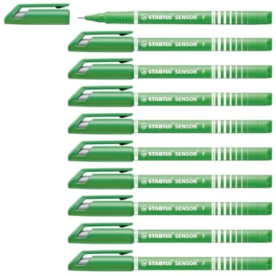 Abbildung von Fineliner mit gefederter Spitze STABILO SENSOR F fein 10er Pack hellgrün