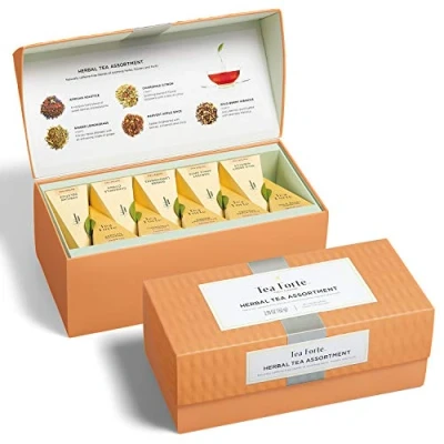 Abbildung von Tea Forte Classic Herbal Presentation Box Sampler Gift Set, 20 Assorted Variety Handcrafted Pyramid Infuser Bags, Naturally Decaffeinated Teas
