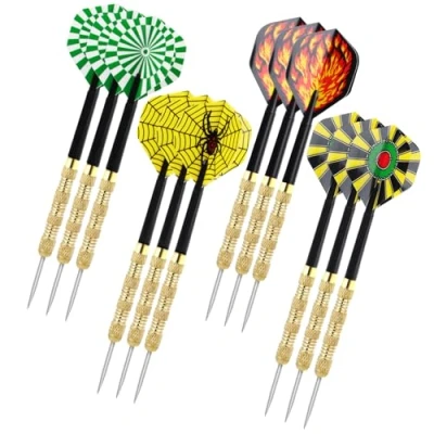 Abbildung von LDERFIV 12 Stück Dartpfeile Metallspitze Dart Pfeile Steel Darts Flights Steeldarts Steeldart Profi Set 14 Gramm für Anfänger und Hobbyisten