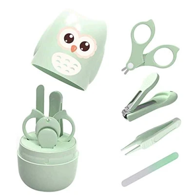 Abbildung von VOARGE Baby Nagelpflegeset Neugeborene, Babypflege Maniküre Set mit sicherem Nagelknipser,Schere,Pinzette und Nagelfeile, Süßer Eule Geschenk Verpackung (blau)
