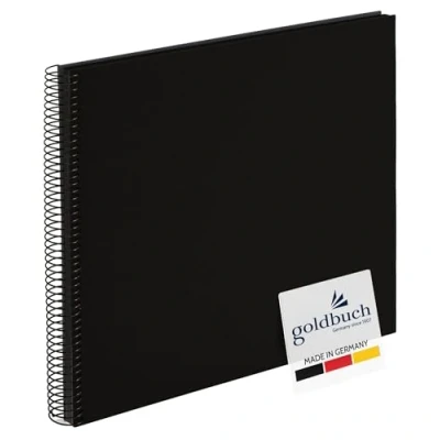 Abbildung von goldbuch 25997 Spiralalbum Bella Vista, Foto Album 35 x 30 cm, Fotoalbum mit 40 schwarze Seiten, Erinnerungsalbum aus Leinen, Fotobuch für Bilder und Fotos zum Einkleben, Schwarz