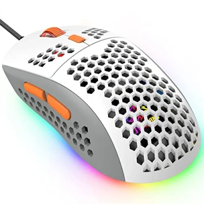 Abbildung von KUIYN 383 PRO Ultraleichte kabelgebundene Gaming Maus, leichte Wabenschale, 6 RGB atmungsaktive Hintergrundbeleuchtung, einstellbare DPI 6400, USB optisches Modell Win10/XP/Xbox/PS4/PS5/Mac/HP/Acer