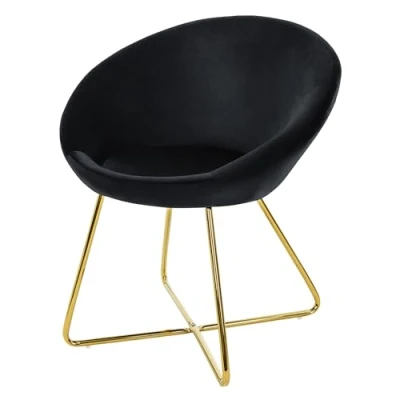 Abbildung von ML DESIGN Stuhl Esszimmerstuhl mit runder Rückenlehne aus Samt &amp; goldene Metallbeine (1 St), Ergonomische Sessel für Esstisch Schwarz Wohnzimmerstuhl Küchenstuhl