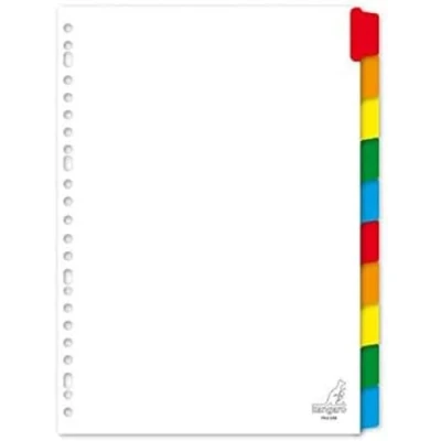 Abbildung von Register Kangaro DIN A4 blanko Karton 190grs 23r. 10tlg weiss sortiert tabs