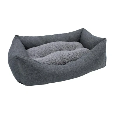 Abbildung von Spetebo Hundekorb Plüsch Heimtier Korb in grau mit entnehmbarem Kissen, Polyester, Hundebett rutschfester Unterseite