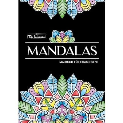 Abbildung von Mandala Malbuch für Erwachsene: 30 wunderschöne Mandalas auf schwarzem Hintergrund
