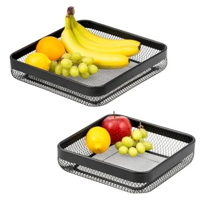 Abbildung von eluno Obstschale Brotkorb 2er Set, eckig, aus schwarzem Metall