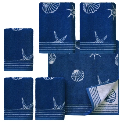 Abbildung von Dyckhoff Handtuch Set &quot;Seashell&quot;, (Set, 6 St., 4 Handtücher (50x100 cm) 2 Badetücher (70x140 cm), mit Muschelmuster; (50x100cm), 1 Duschtuch (70x140cm)