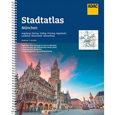 Abbildung von ADAC Stadtatlas München 1:20.000: Augsburg, Dachau, Erding, Freising, Ingolstadt, Landshut, Rosenheim, Wasserburg