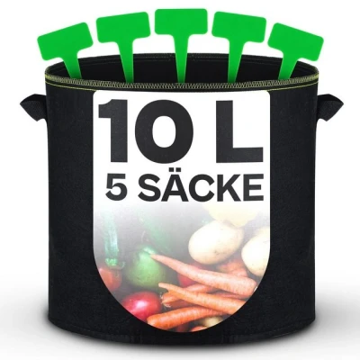 Abbildung von Praknu Pflanzkübel 5x Pflanzsack 10 Liter Schwarz (Set, 5 St), Erdbeeren
