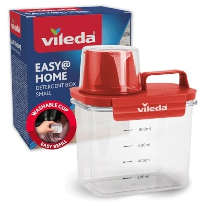 Abbildung von Vileda Aufbewahrungsbox Waschmittelbox 1100ml rot (Set), inkl. Messbecher