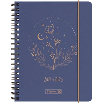 Abbildung von BRUNNEN Schülerkalender (2024/2025) „Moon Flower“, 2 Seiten = 1 Woche, A6, 208 Seiten, blau