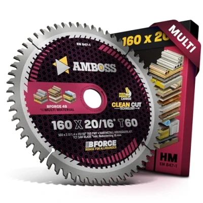 Abbildung von Amboss Werkzeuge Kreissägeblatt HM 160 x 2/1.4 20 Z60 FWF, 20/16 mm (Bohrung) FWF (Zahnform)