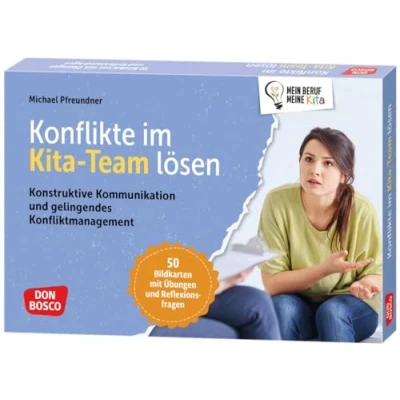 Abbildung von Konflikte im Kita Team lösen: Konstruktive Kommunikation und gelingendes Konfliktmanagement. 50 Bildkarten mit Übungen Reflexionsfragen. ... Teamentwicklung &amp; Qualitätsmanagement)