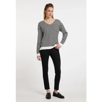 Abbildung von Dreimaster Strickpullover, Damen, Größe: XS/S, Wollweiss schwarz