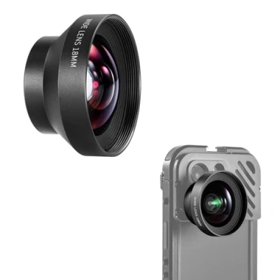 Abbildung von Neewer HD 18 mm 100 Weitwinkelobjektiv nur für 17 Gewinde Rückplatte, 0,5 fache Vergrößerung, kompatibel mit SmallRig iPhone Samsung Handykäfig Objektivadapter, LS 42
