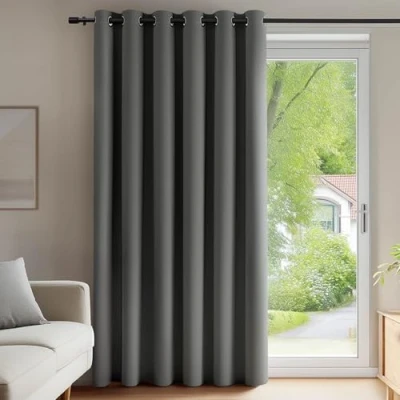 Abbildung von Deconovo Verdunkelungsvorhang Ösen Gardinen Kinderzimmer Blickdicht Ösenschal Dicke Thermovorhang Kälteschutz Thermogardine Hitzeschutz, 214x203 cm(HöhexBreite), Hellgrau, 1 Stück