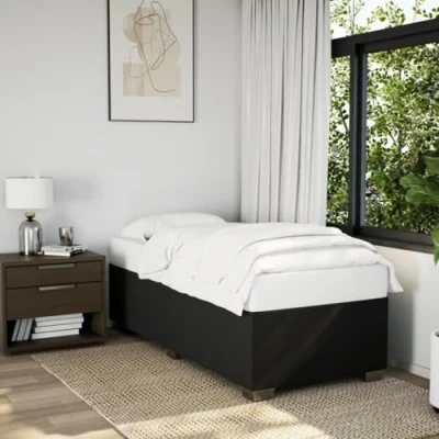 Abbildung von vidaXL Bettgestell, Bett mit Bettfüße Lattenrost, Polsterbett für Schlafzimmer, Einzelbett Bettrahmen, Modern, Schwarz 90x190cm Stoff