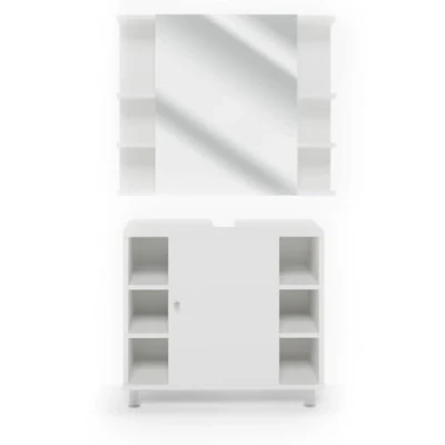 Abbildung von Vicco Badmöbel Set Fynn, Weiß Hochglanz, 2 Teile, (2 er Set, St., Set)